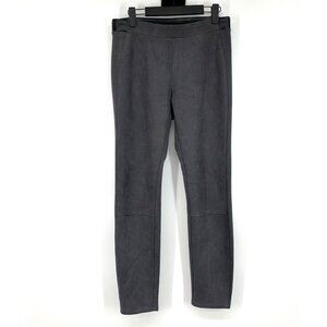 White House Black Market Leggings Gray Faux Suede Leather Trim